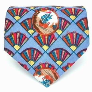 TRUSSARDI Tie Sailing - Sail Boat Light Blue Nautical Mens Necktie Made in Italy